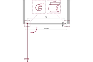 Душевая дверь BelBagno Uno 85х190 профиль хром стекло прозрачное - 3