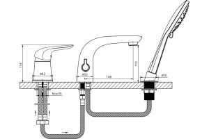 Смеситель Agger на борт ванны A3333300 - 3