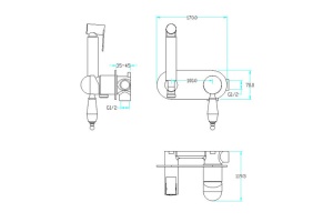Гигиенический душ Boheme Brillante хром глянцевый с черным Swarovsky - 2