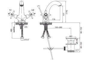 Смеситель для раковины Cezares NOSTALGIA бронза (NOSTALGIA-LS1-02) - 3