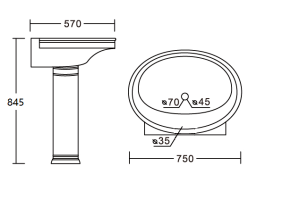 Раковина напольная Ceramalux Classic белый (4286) - 2