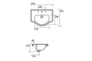 KERASAN Retro Раковина 62х45,5см с 1 отв. под смеситель, цвет белый - 3
