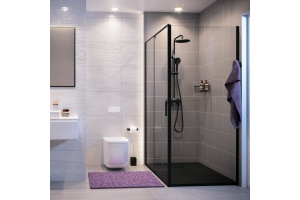 Душевой уголок Wasserkraft Elbe 90х80 профиль черный матовый стекло прозрачное - 2