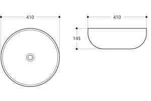 Раковина керамическая накладная AM-109, цвет белый, 410х410х145 - 2