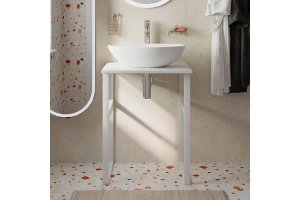 Консоль DIWO Элиста 60 белый мрамор, с раковиной Moduo 55 Leaf