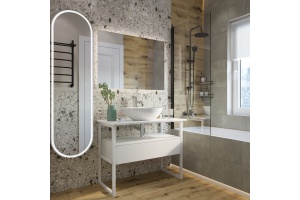 Тумба с раковиной DIWO Элиста 90 белая с раковиной Moduo 55 Leaf - 3