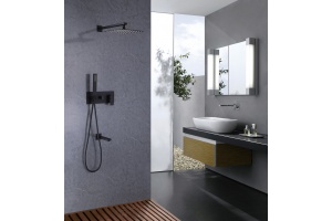 Душевая система ABBER Daheim скрытого монтажа с изливом, черная матовая (AF8217B) - 2