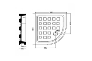 KERASAN Retro поддон угловой полукруглый 90х90см, R55, диаметр слива 90, цвет белый - 2