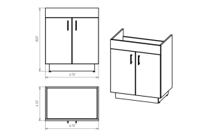 Тумба с раковиной Misty Амбра 70 белая матовая - 3