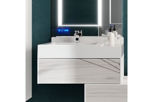 Тумба с раковиной AQUATON Сакура 80 L, ольха наварра, белая