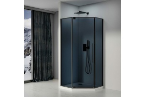 Душевой уголок Black&White Stellar Wind 100х100 черный стекло тонированное - 2