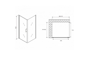 Душевой уголок Abber Sonnenstrand 70х80 хром стекло матовое - 2