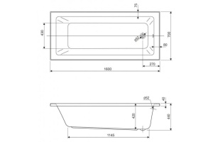 Акриловая ванна Cezares Plane Solo Mini 160х70 (PLANE SOLO MINI-160-70-42-W37) - 3
