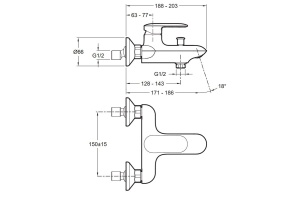 Смеситель Jacob Delafon Kumin E99460-CP для ванны с душем - 2