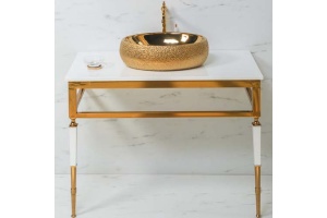 Консоль под раковину Armadi Art Vogue 100 золото - белый