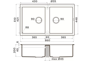 Мойка кухонная Omoikiri Kitagawa Artceramic/Leningrad grey (4993491) - 2