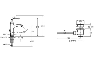 Смеситель Jacob Delafon Cleo1889 для раковины E24307-BGG - 2