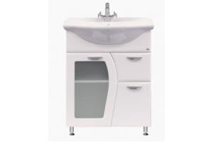 Тумба с раковиной Misty Дрея 65 белая глянцевая