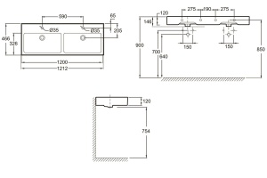 Раковина подвесная Jacob Delafon Vivienne 121 см двойная (EXBL112-00) - 3