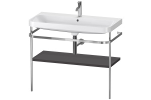 Duravit Happy D.2 Plus Консоль напольная с умывальником 975х490х850 мм, с 1 отв под смесит,1 полка, вып. и сифон в комплекте, цвет Графит суперматовый