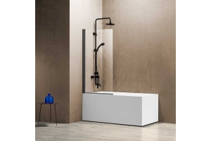 Шторка на ванну Vincea 80х140 профиль сталь стекло прозрачное