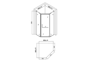 Душевой уголок Agger A03 90х90 хром - 2
