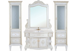 Шкаф-пенал Bellezza Аврора 50 R белый патина золото - 2