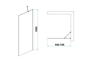 Душевая перегородка RGW Walk In WA-102 70х195 профиль хром стекло прозрачное - 2