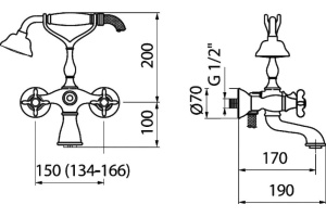 Смеситель для ванны Webert Ottocento золото (OT720201010) - 2