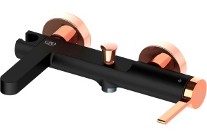 Смеситель для ванны с душем GPD Gildo черный матовый - розовое золото