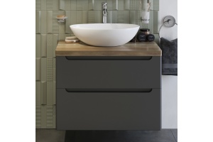 Тумба с раковиной STWORKI Берген 80 серая со светлой столешницей, Moduo 55 Leaf