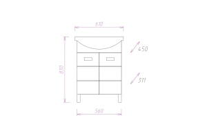 Тумба под раковину Onika Балтика 60 белый - 3