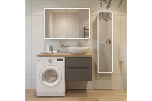 Тумба с раковиной STWORKI Берген 60 серая со светлой столешницей 122, Moduo 55 Leaf, L - 2