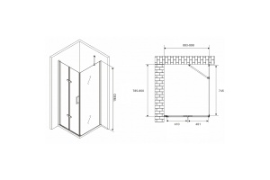Душевой уголок Abber Zart 90x80 профиль хром стекло прозрачное - 3
