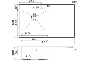 Мойка кухонная Omoikiri Akisame 86 L - 2