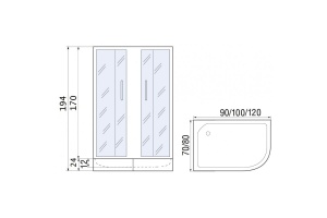 Душевое ограждение с поддоном River Don 120/80/24 MT L (10000008310) - 2