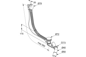 Слив-перелив Kludi Rotexa 2000 2130005N-00 - 2