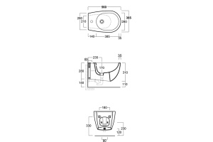 SIMAS Vignoni биде подвесное 56*36,5см, с 1 отв. под смеситель, без крепежа F85, цвет: черный матовый - 2