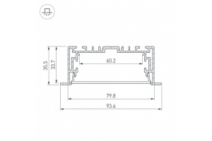 Профиль с рассеивателем Arlight S2-LINIA94-F-2500 Anod+Opal 021178(1) - 2
