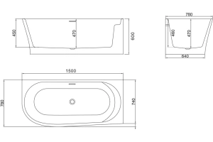 Акриловая ванна BELBAGNO 150х78 белый (BB410-1500-780-R) - 3