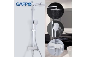Душевая система Gappo, излив является переключателем на лейку белый/хром G2417-8 - 2