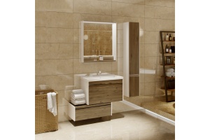 Зеркало-шкаф Aquaton Капри 80 с подсветкой белый-темное дерево - 3