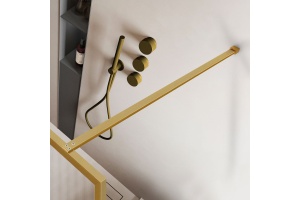 Душевая перегородка Vincea Walk-In 90х200 профиль брашированное золото стекло рифленое  - 3