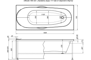 Акриловая ванна Aquanet Dali 160x70 - 3