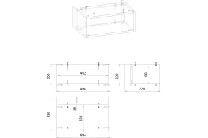 Полка Бриклаер Кристалл 50 под тумбу, муссон - 3