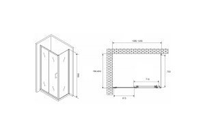 Душевой уголок Abber Schwarzer Diamant 140х80 хром стекло прозрачное - 2