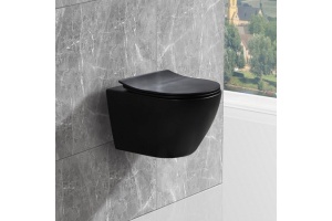 Унитаз подвесной Esbano Amapola с сиденьем микролифт, черный матовый (ESUPAMAPNBM) - 2