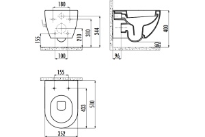Чаша для унитаза подвесного Creavit Free FE322.00500 - 2