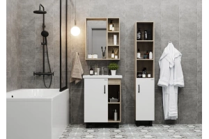 Тумба под раковину Onika Тимбер ФОСТЕР-60 белый матовый/дуб сонома (106115) - 3