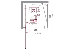 Душевой уголок BelBagno Marmi 80х80 профиль хром стекло прозрачное - 3